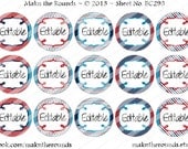 Editable 4th of July - 1 inch Circle Bottle Cap Image - 4x6 and 8.5x11 Digital Collage Sheet (No. BC293) - Instant Download