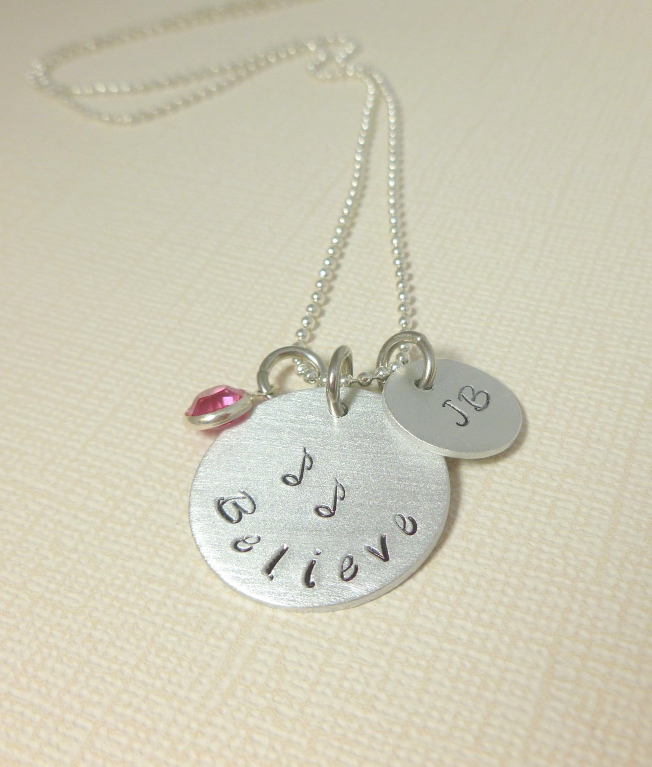 Justin Bieber, BELIEVE, Justin Bieber jewelry, Hand Stamped Necklace