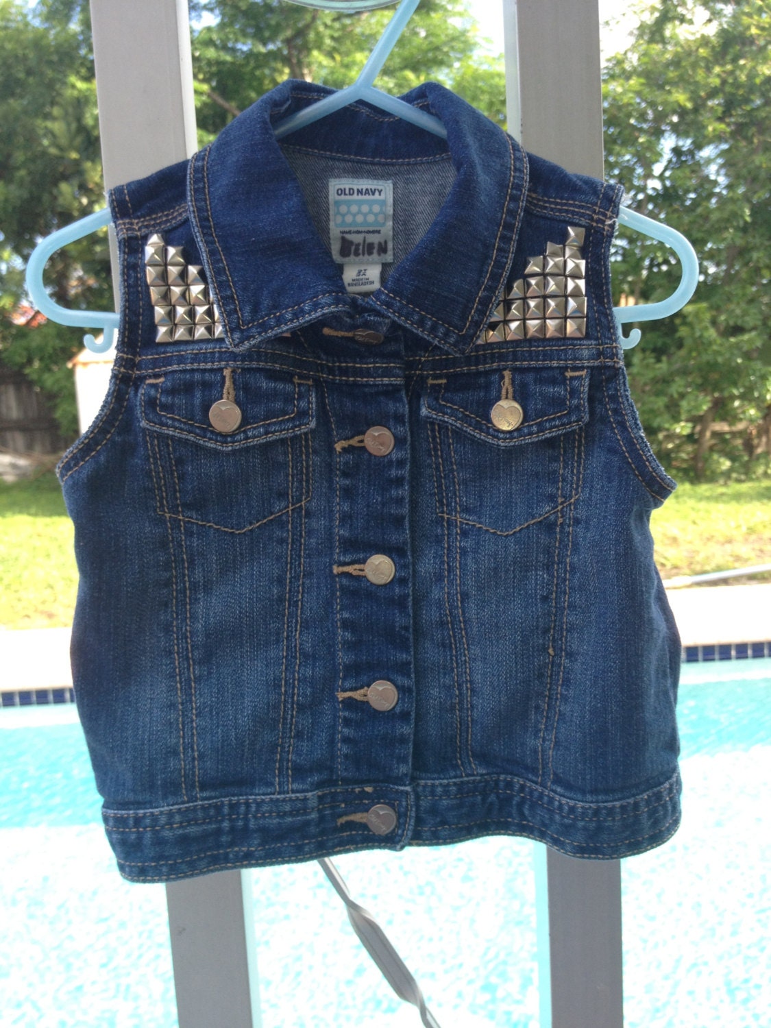 Studded Denim Vest Size 2T Girls