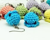 MiniPus French Hook Earrings (Solid Colors) - Miniature Octopus Amigurumi Jewelry (5.00 PER PAIR)