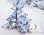 SALE Stuffed Tree - Blue Poinsettias Medium - Winter Tabletop Decoration