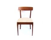 Vintage Accent Chair Mid Century Modern Danish Style White Beige Cream Upholstered Seating Walnut Wood Kaufman Furniture