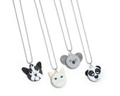 Animal Necklace - Boston Terrier, White Cat, Koala, Panda