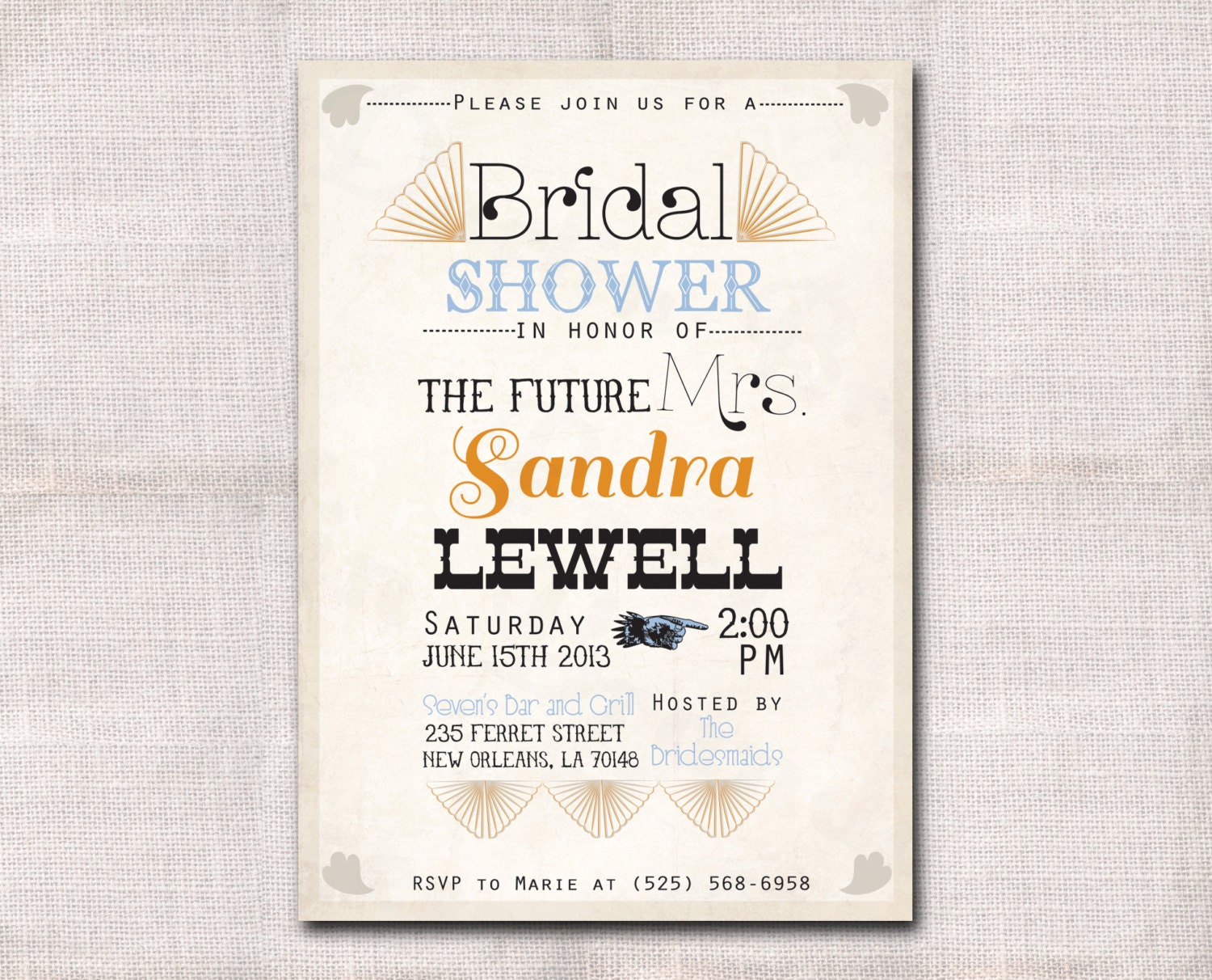 Bridal Shower Invitation custom printable 5x7