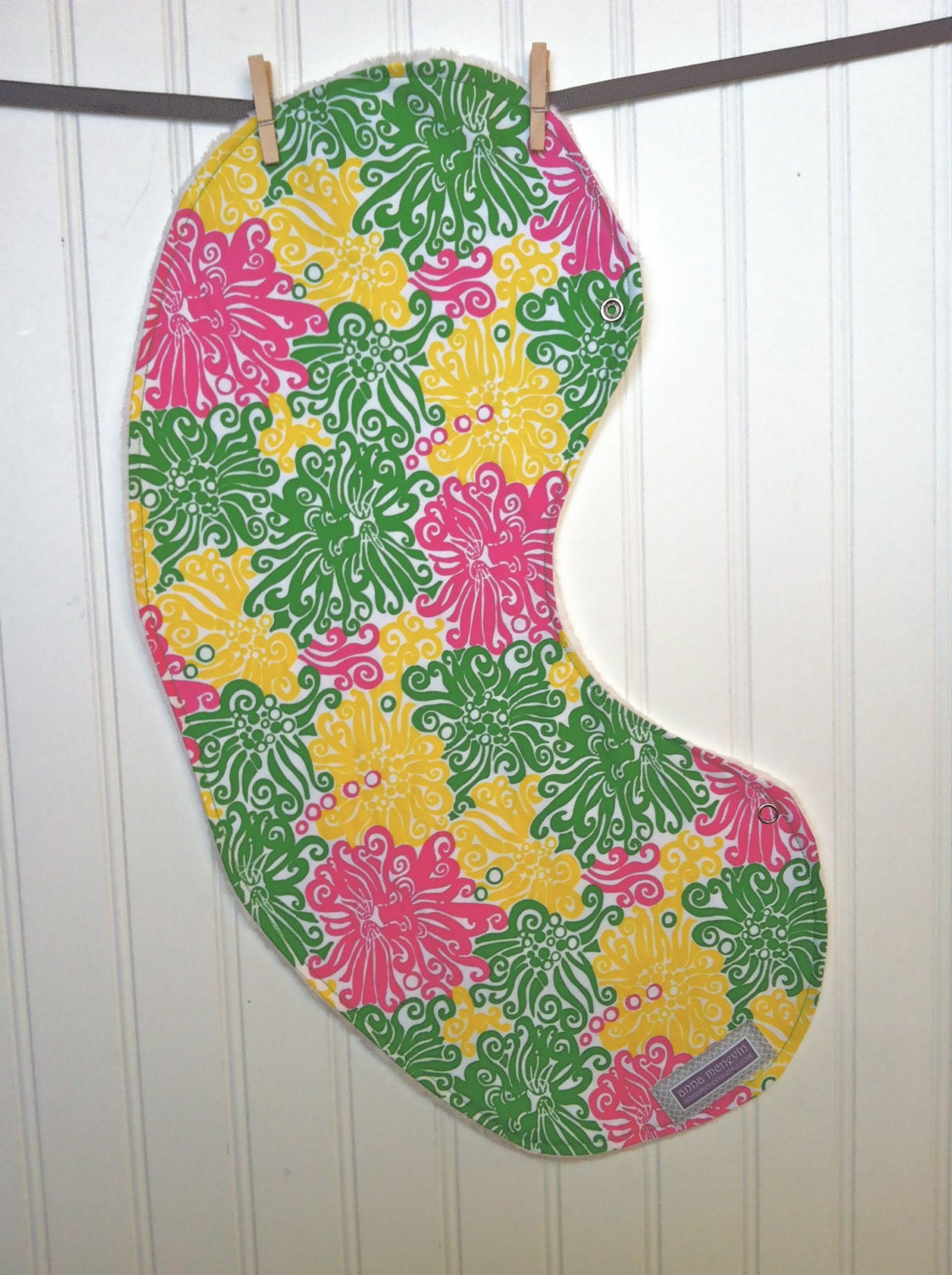Boutique Bib Burp Cloths- Authentic Lilly Pulitzer Dandilion Fabric