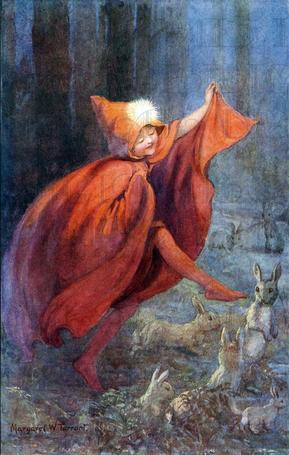 Dancing Fairy and Adorable BUNNIES. Margaret  TARRANT Rabbit  VINTAGE  Illustration. Vintage Digital Download. Vintage Digital Print