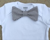Baby Bow Tie Onesie - Grey Seersucker - Just Like Dad - Preppy