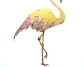 Art Print 24K Gold and Pink Couture Flamingo 8.5"x11" Original Painting