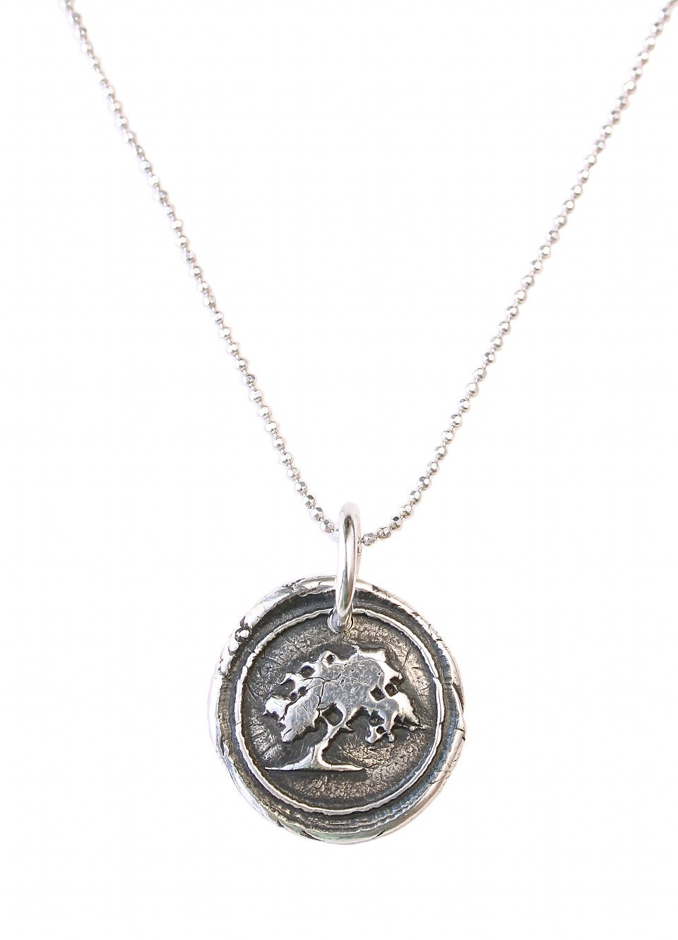 Fine Silver Oak Tree Wax Seal Necklace