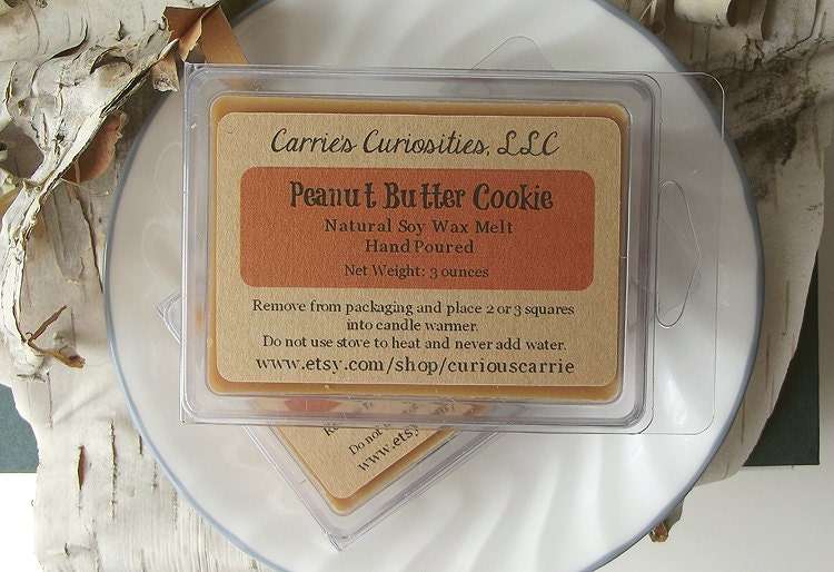 Soy Candle Melts - Peanut Butter Cookie scented Soy Candle Tarts -- (6)Cubes/3 Ounces