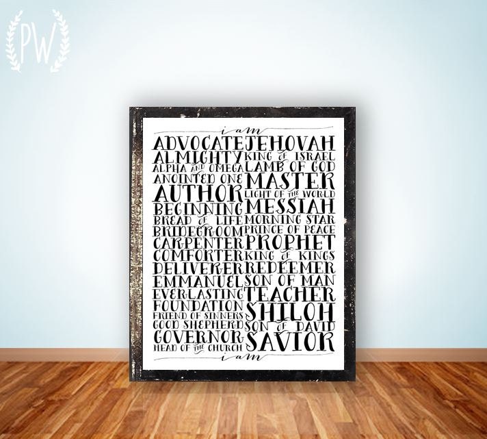 Names of God Jesus wall art, bible verse printable Scripture Print Christian wall decor poster, inspirational quote typography digital