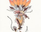 Desert Inspired Art Drawing 8x10" Print Unframed