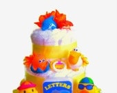 Unisex Beach Diaper Cake, Bath Diaper Cake, Gender Neutral Diaper Cake