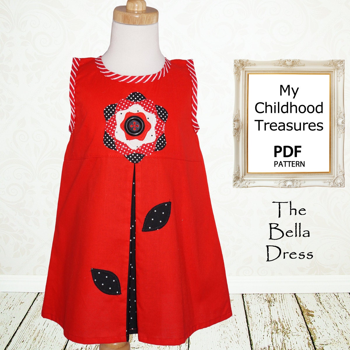 Girls dress sewing pattern PDF, Kids Childrens sewing pattern, Toddler Baby, Easy beginner, The Bella Dress