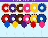 Donut Party Clip Art Graphics - Digital Clipart Commercial Use - Instant Download Il_170x135