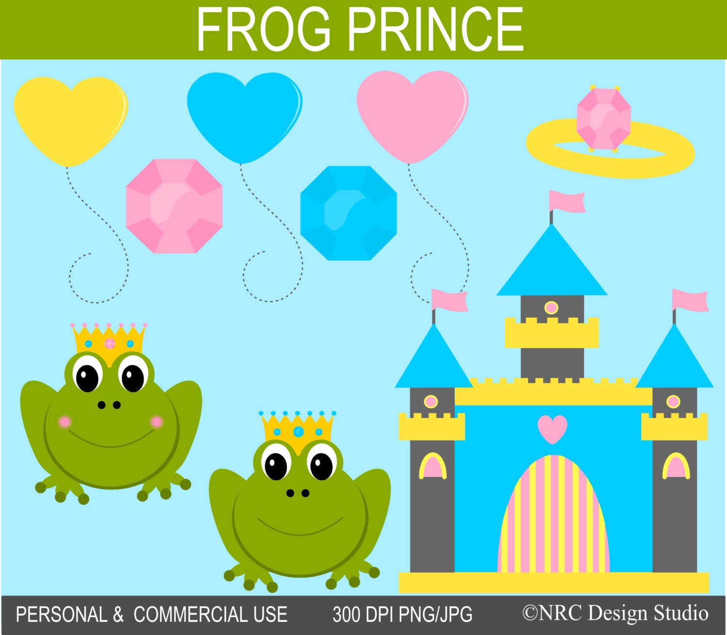 Frog Prince Clip Art Graphics - Digital Clipart Commercial Use - Instant Download Il_170x135