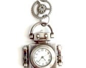 Robot Watch Necklace Steampunk watch Handmade Graduation Gift Free US Shipping