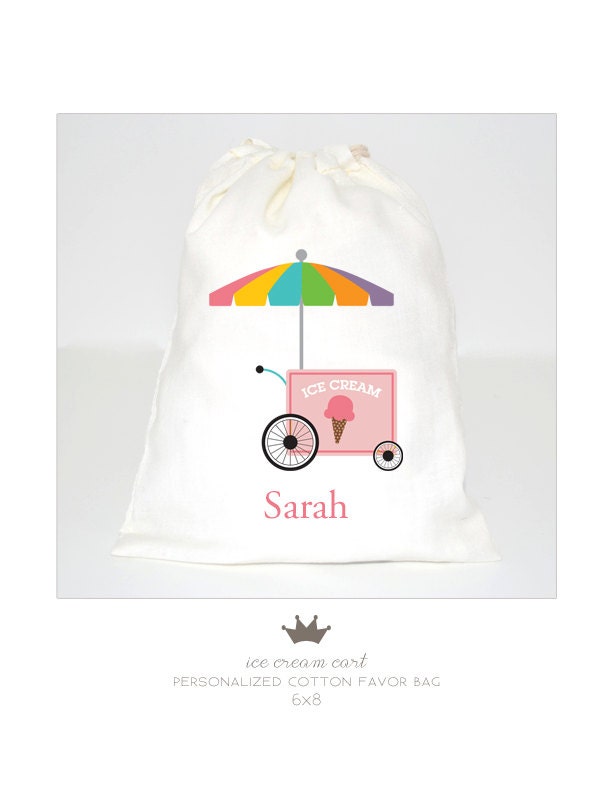 ice cream cart: favor bag personalized