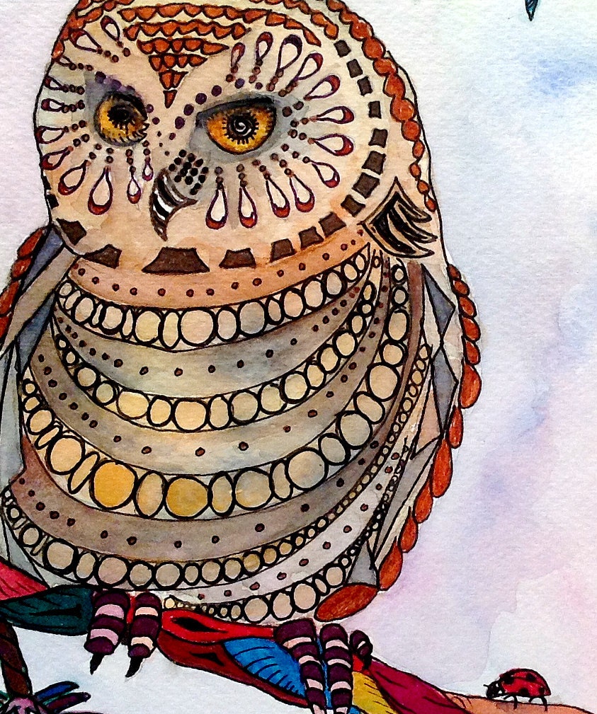 Owl watercolor illustration print