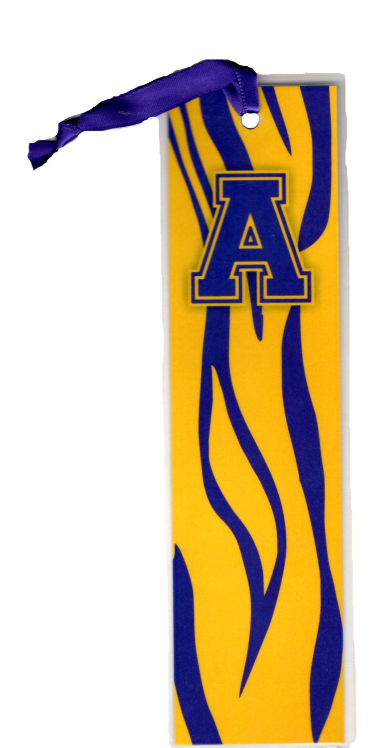 Bookmarks Buy 1 Get 2 Free Purple & Gold Tiger Stripe Handmade Initial or Fleur de Lis
