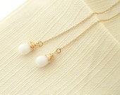 Classic White Czech Glass Drops on 14kt Gold Filled Ear Thread