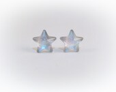 Silver Holographic Star Nail Polish Earrings