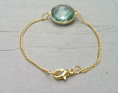 Light Blue Gold Bezel Set Stone Bracelet