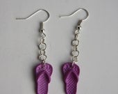 Flip-Flops Dangle/Dangly silver plated Earrings. -Orange, Purple, Pink, Green, Navy-Blue, Grey-Blue.