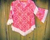 1970's Lace Bell Sleeve Poncho Blouse