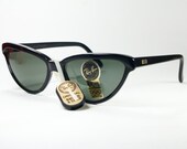 Rayban Bausch & Lomb cateye shiny black sunglasses, new and labeled, NOS 1990