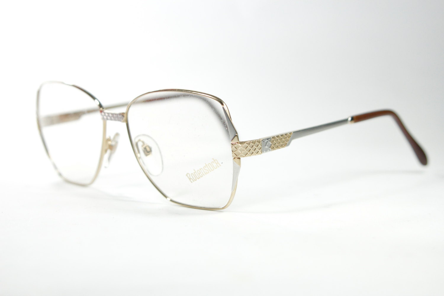 Rodenstock 004 golden and silver metal oversize eyglasses frames, top quality, NOS 1980s