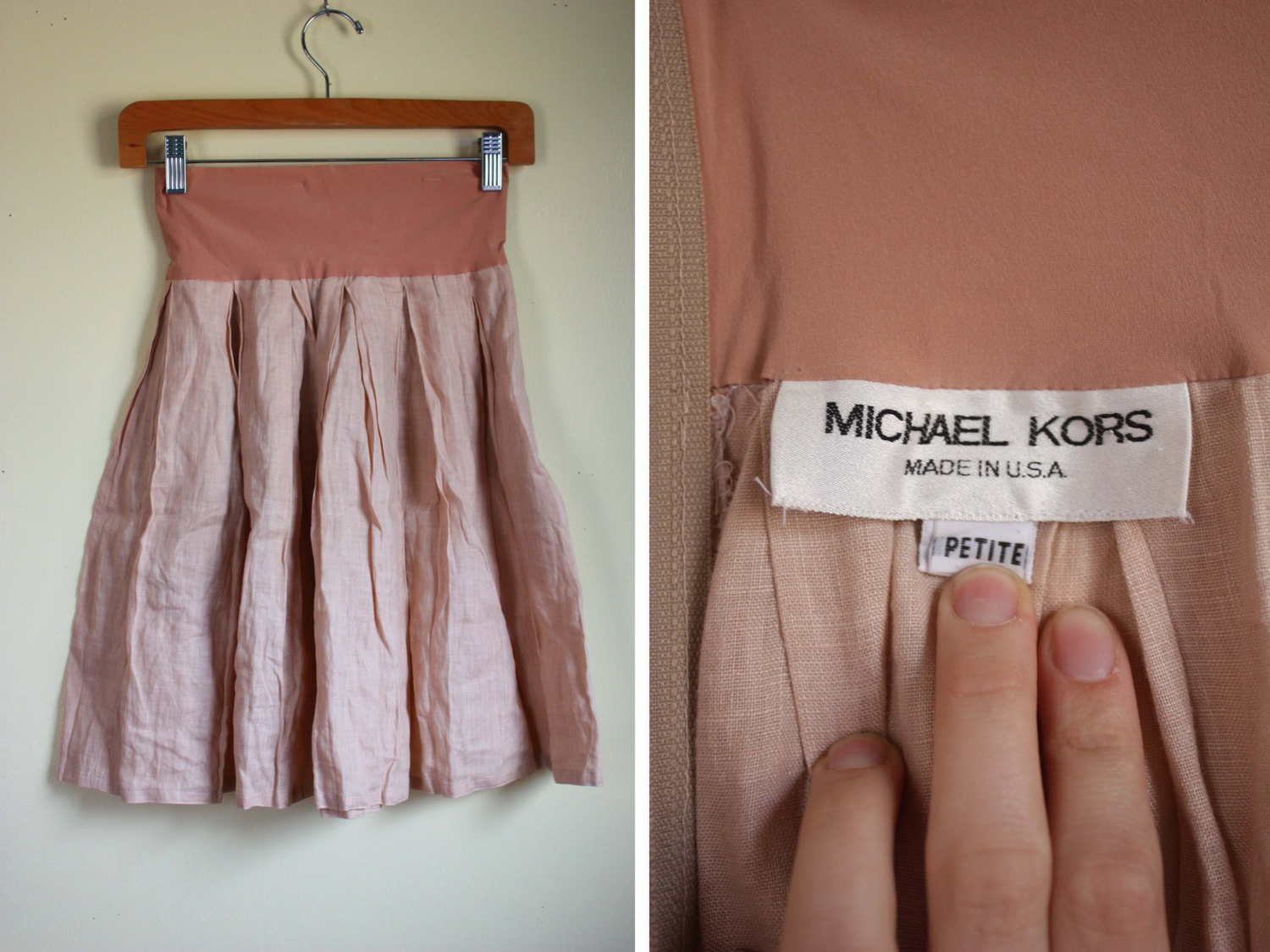 Vintage Michael Kors Skirt // Light Pink Linen
