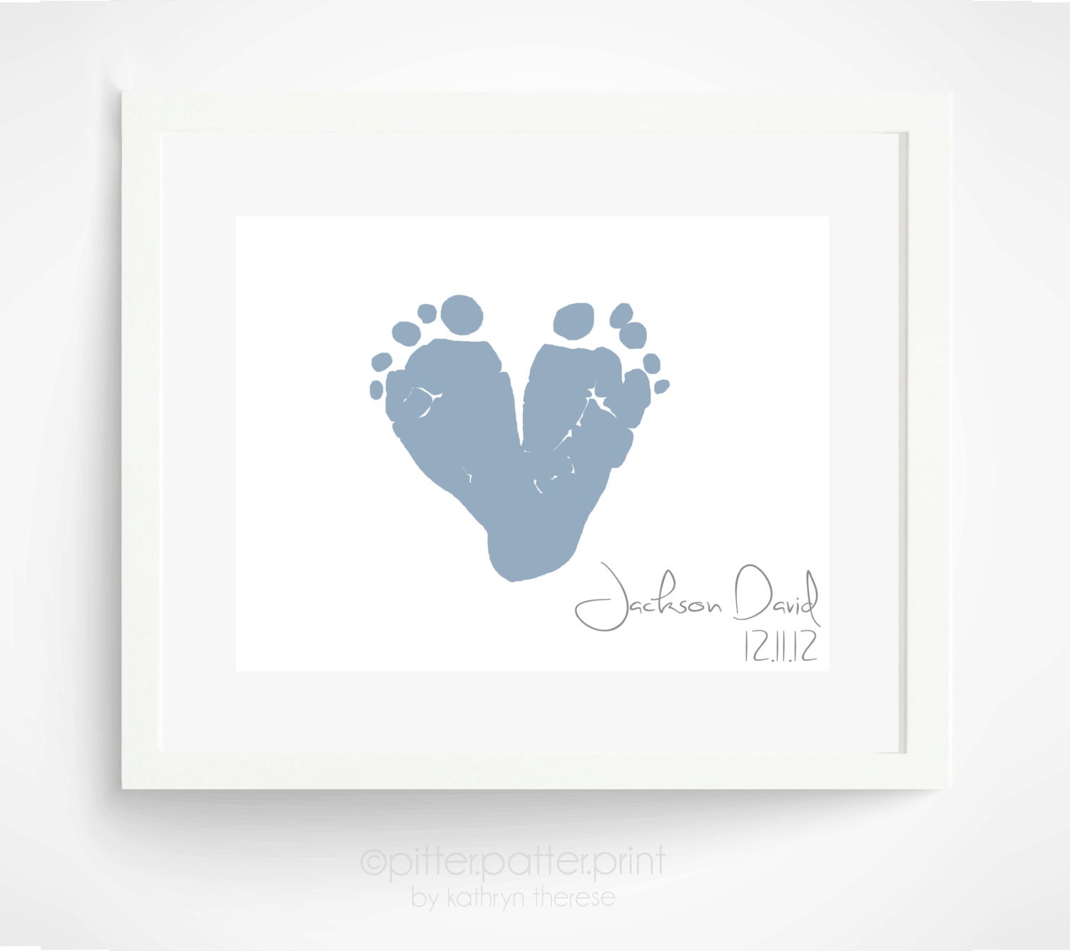 Baby Footprint Art - Personalized Heart Baby's First Art Print - Custom New Baby Gift - Unique Baby Keepsake Baby Shower Gift