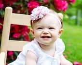 Pink Baby Headband, Pink Flower Headband, Baby Girl Headband, Newborn Headband, Pink Floral Chiffon Flower Elastic Headband