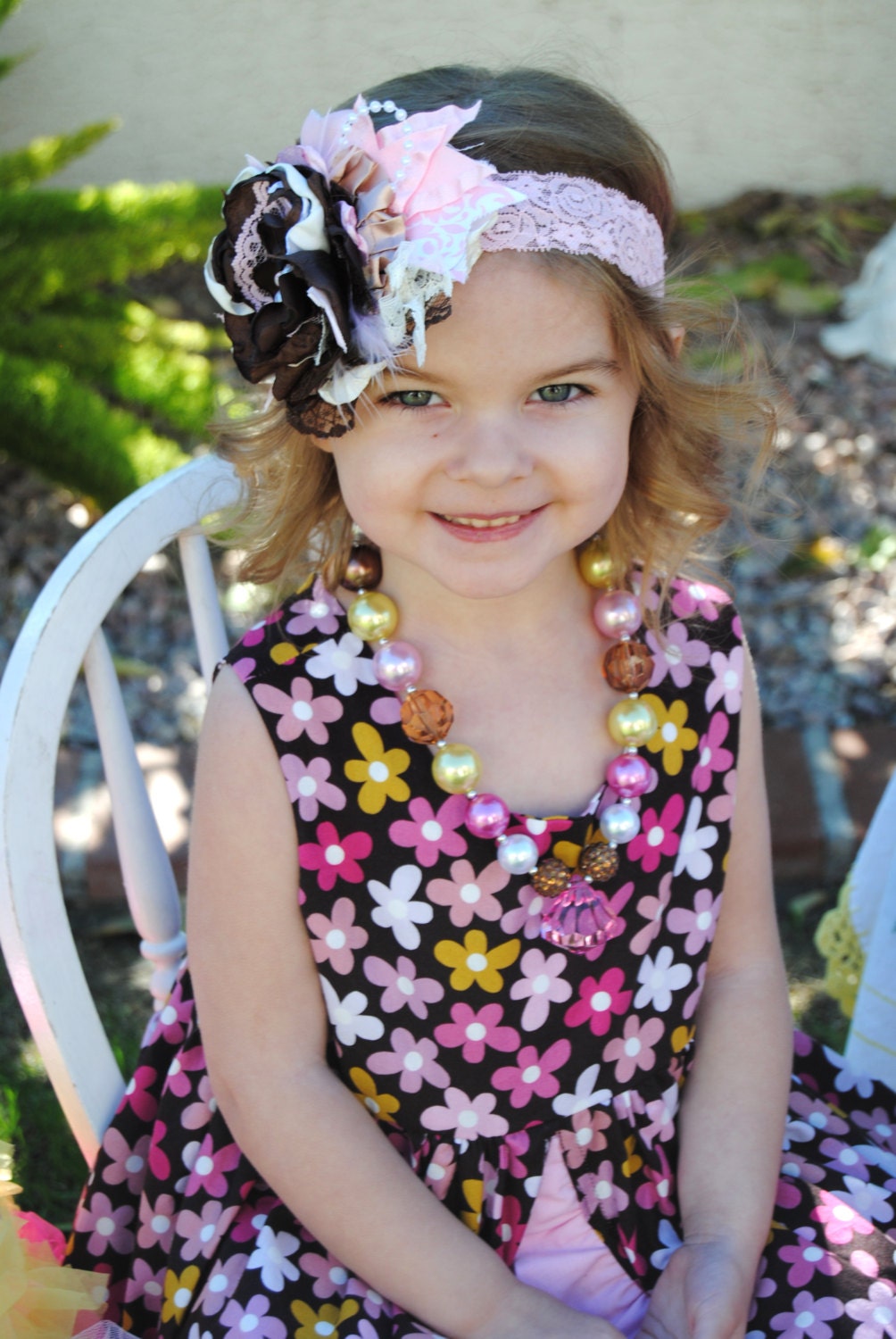 NEOPOLITAN - Girl Headband Hair Accessories - Little Girl Rosette Satin Flower M2m Matilda Jane Dress - Toddler Clothing - Children Clothing