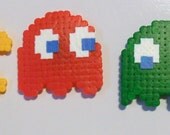 Pacman Magnets Set, Pixel Art, Pacman Ghost, Namco Arcade Game, Valentines Gift, Perler Bead Magnets, Nerd, Perler Bead Sprite, Geekery,