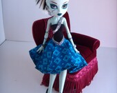 Blue Squares One Shoulder Dress - Monster High Frankie Stein Ghoulia Yelps Abbey Bominable