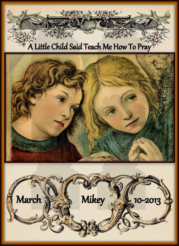 Art Print, Baptism Gifts, Childs Room Decor, Baby Wall Art, Teach Me To Pray, Baptism Paper Goods