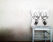 Deer pillow decorative throw pillow cover white cotton toss pillow case cover hand painted cushion rustic bedding set 18x18 inches ohtteam