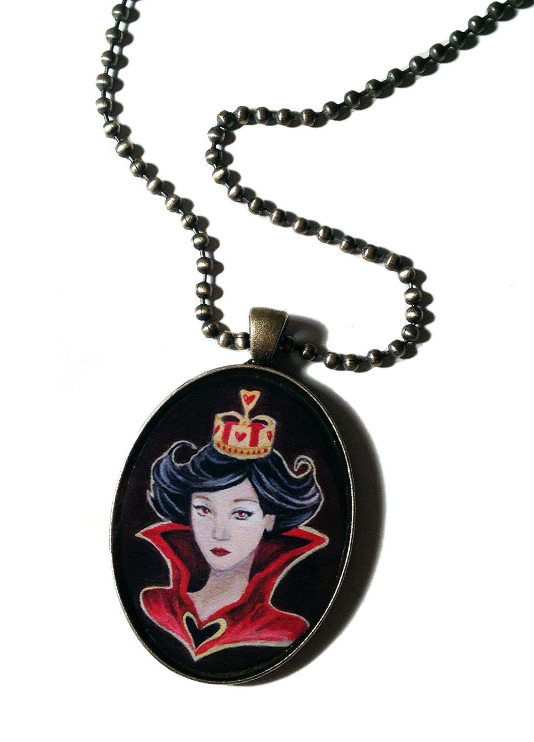 Art Pendant Necklace Queen of Hearts
