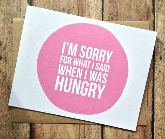 I'm sorry card - humorous card - funny I'm sorry card blank card - with kraft brown envelope