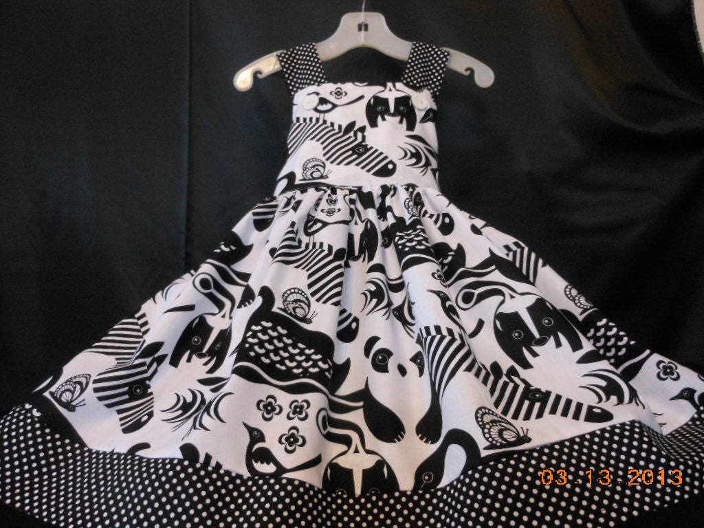 Zebra, Diva Princess Black and White Wild Kingdom Girls Dress. Sizes girls, 4 thru Size 8  From My Princess and her Doll