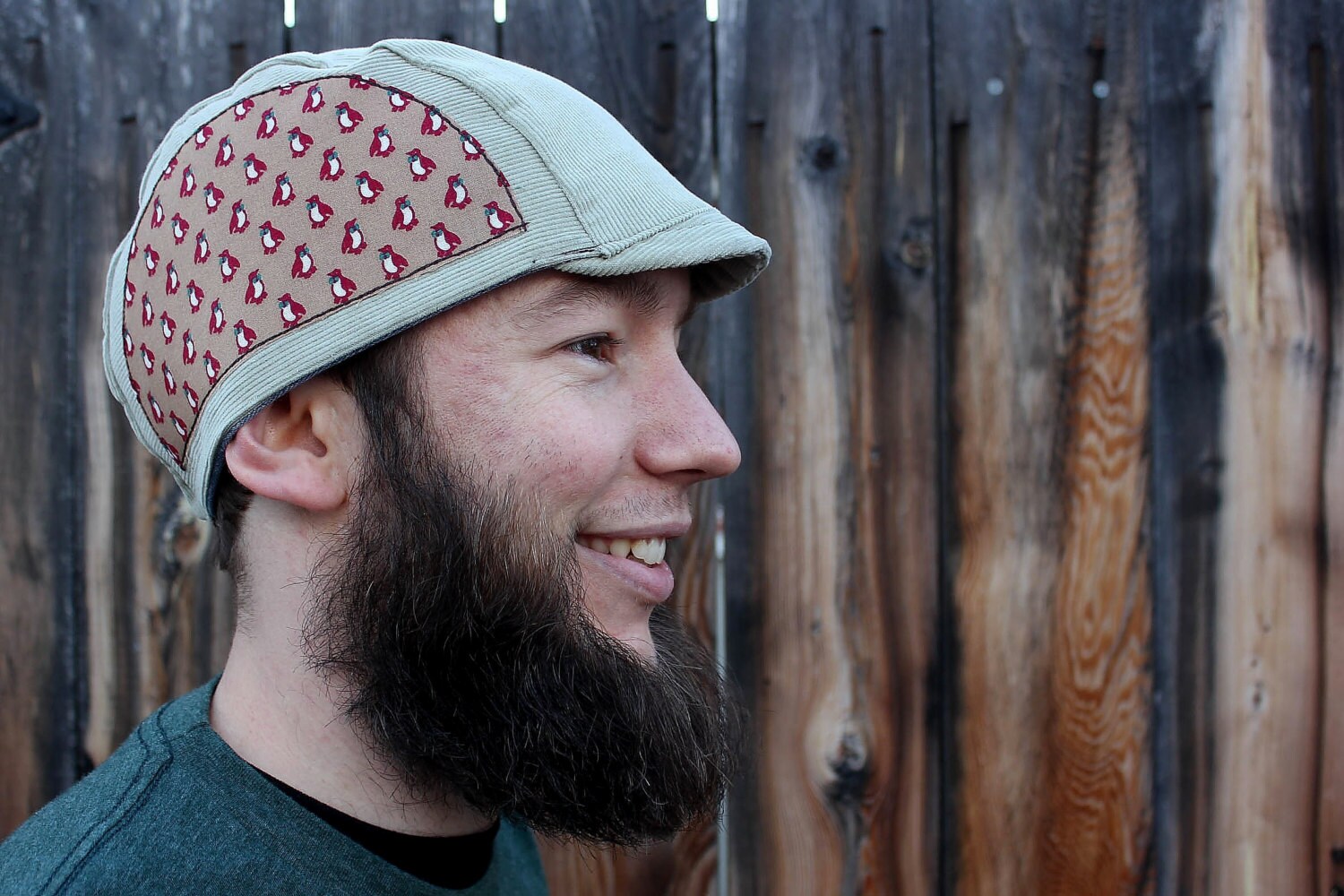 Cycling cap, Tan with Subtle Penguin Accent