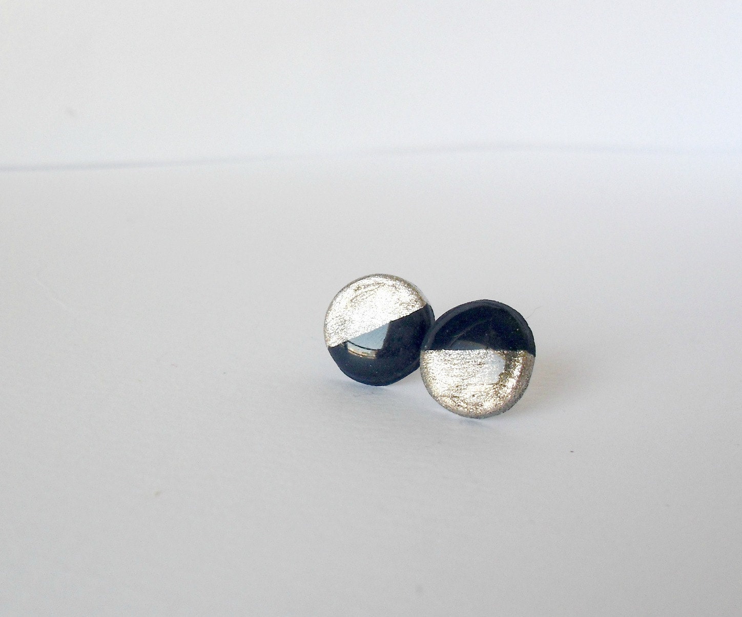 Navy blue stud earrings- Polymer clay jewelry- Elegant everyday earrings