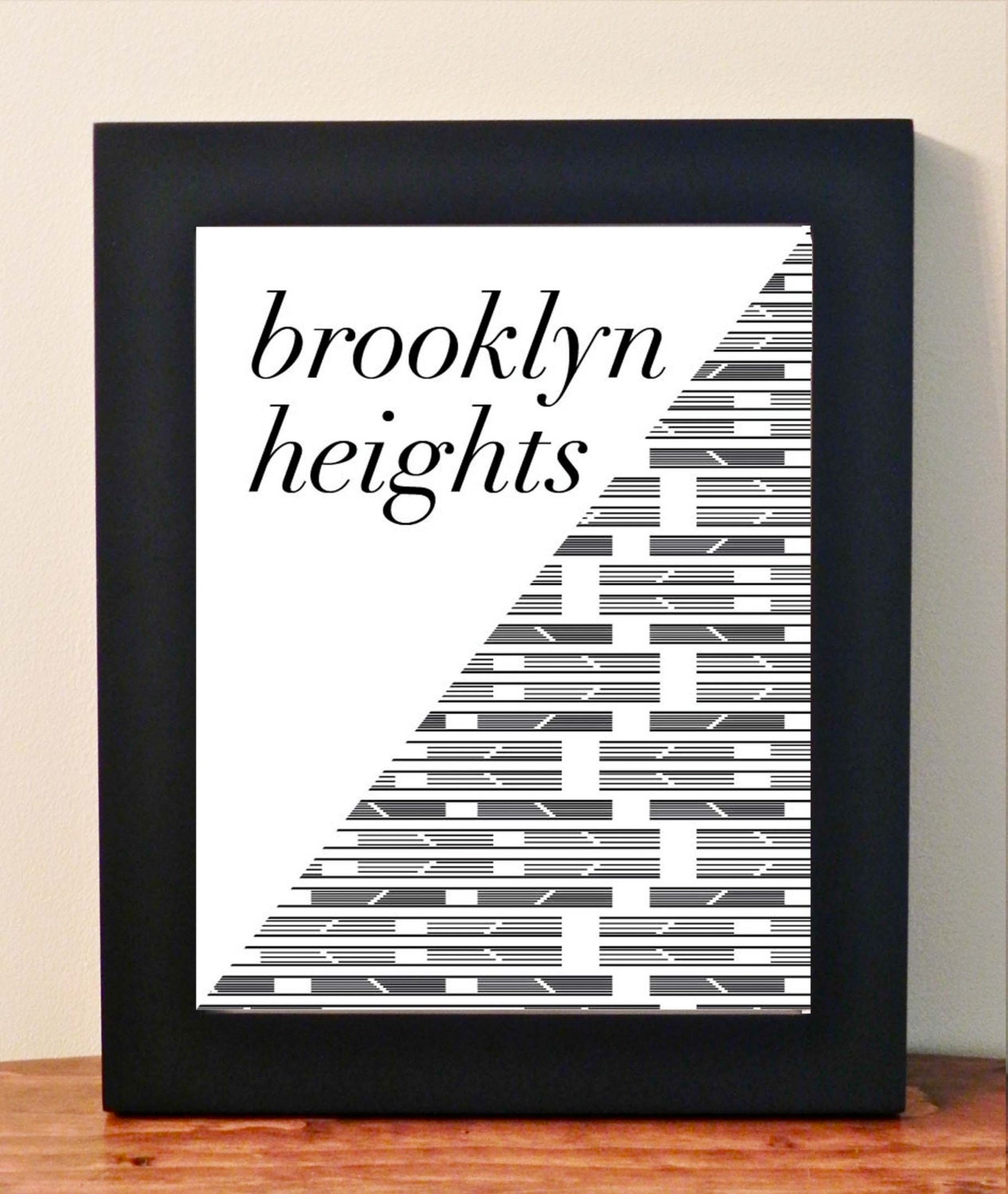 8 x 10 White OR Black Digital Print of Brooklyn Heights NYC Original Modern New York City Home Decor Graphic Print