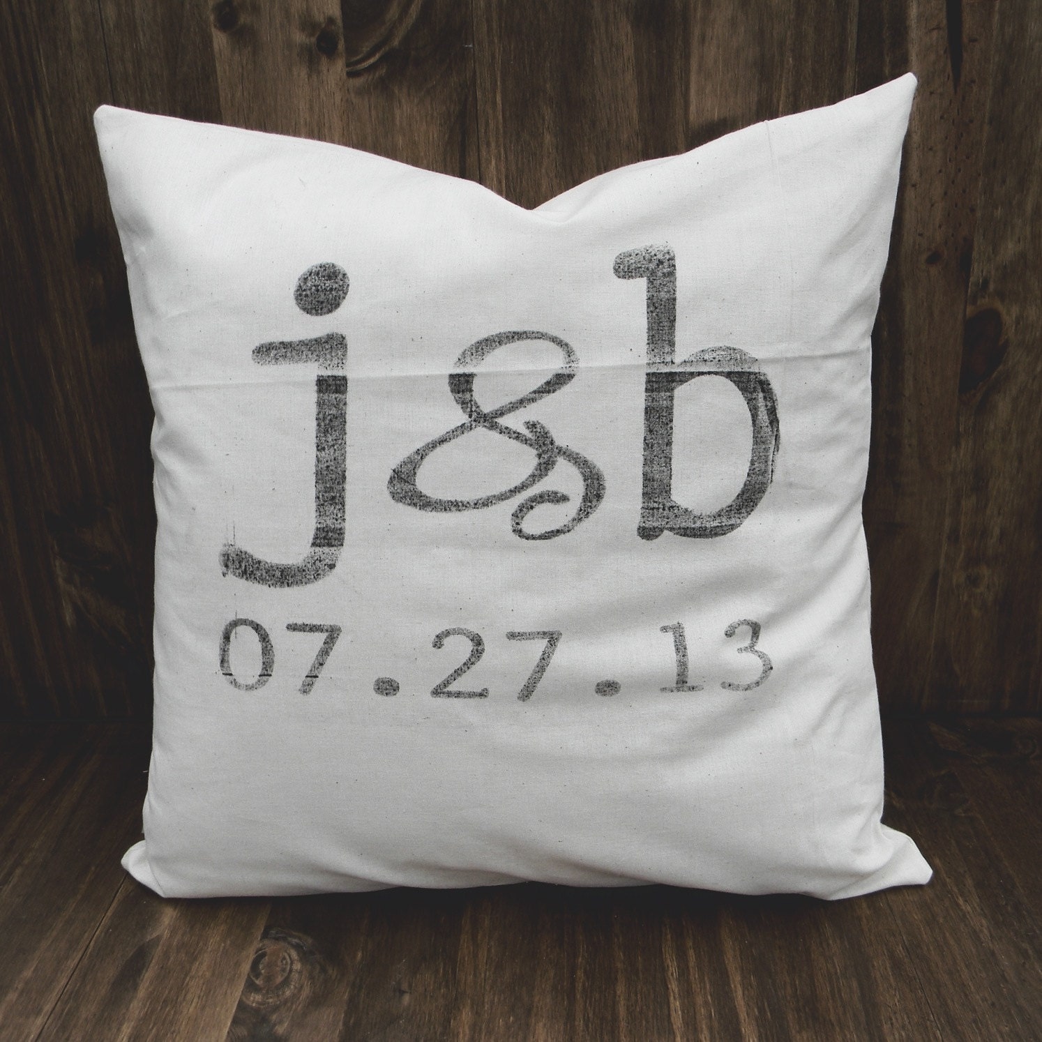 Personalized 2 Initial and Special Date 16 x 16 Pillow Covercouple, wedding gift, engagement gift, newlywed, wedding shower