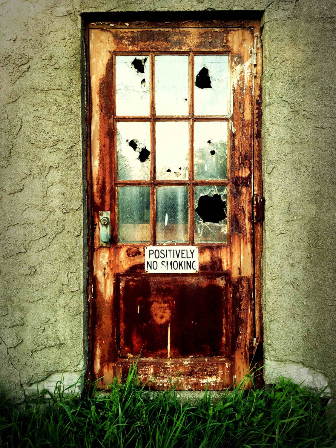 No Smoking Door Photograph, 9" x 12"