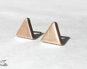 Rose Gold Triangle Stud Earrings Post Titanium Hypoallergenic Lead Nickel Free Dainty Minimalist Geometric Jewelry Simple Gift