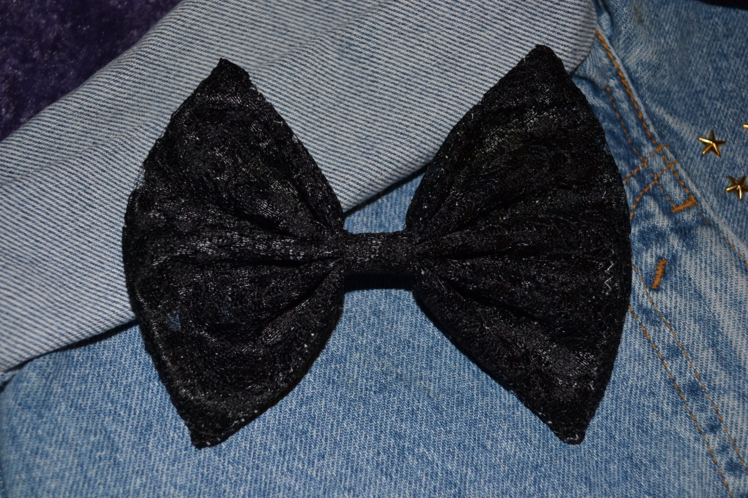 Black Lace Hair Bow