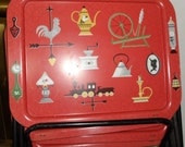 Vintage TV TRAYS RED Green Black Amish Decor